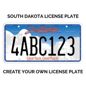 Custom South Dakota License Plate / Replica South Dakota License Plate / South Dakota License Plate with YOUR TEXT / US South Dakota