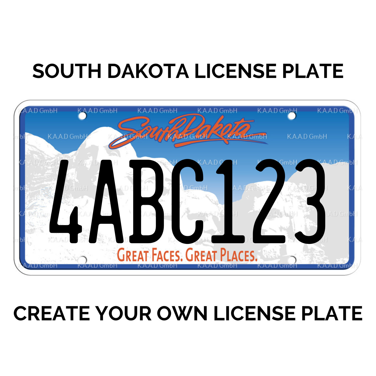 Custom South Dakota License Plate / Replica South Dakota License Plate