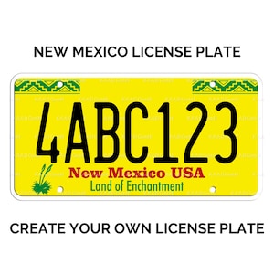 Custom New Mexico License Plate / Replica New Mexico License Plate / New Mexico License Plate with YOUR TEXT / US New Mexico State