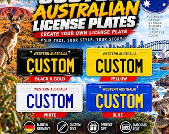 Western Australia License Plate – Custom Embossed Aluminum Number Plate, 305 × 155 mm, 4 Colors