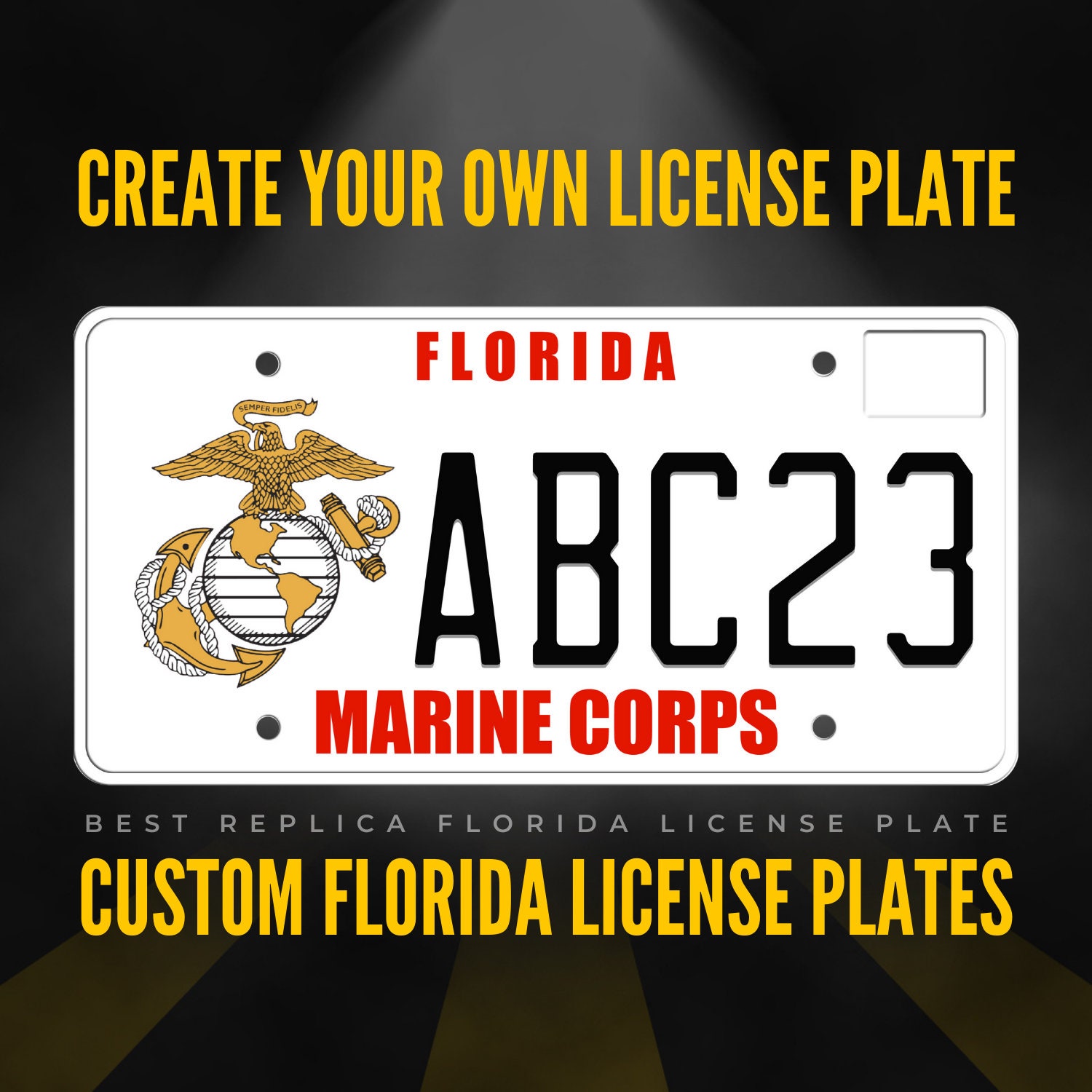 Custom Florida License Plate / Florida Marine Corps License Plate with YOUR TEXT / Personalized Florida License Plate / P5