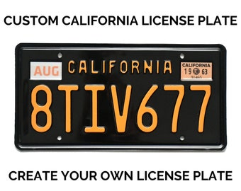 California Retro Vintage US USA License Plate Custom Embossed Alu Made in Germany Express Shipping + Boxes for dates + stickers