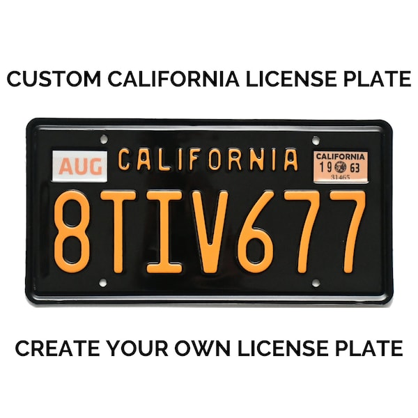 California Retro Vintage US USA License Plate Custom Embossed Alu Made in Germany Express Shipping + Boxes for dates + stickers