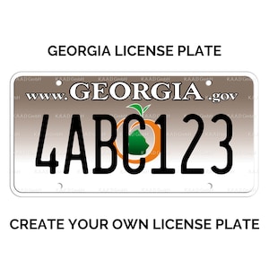 Custom Georgia License Plate / Replica Georgia License Plate / Georgia License Plate with YOUR TEXT / US Georgia State License Plate