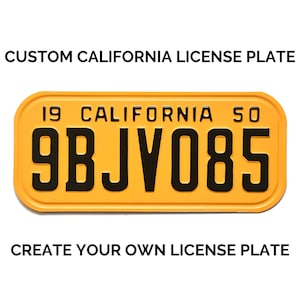 1950 California License Plate with YOUR TEXT / Replica California License Plate / Retro Vintage Custom California License Plate