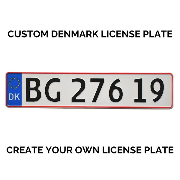 Custom Denmark License Plate / Denmark License Plate / European DK Danish License Plate / Replica Denmark DK Euro License Plate