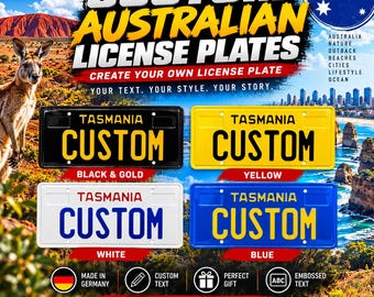 Tasmania License Plate – Custom Embossed Aluminum Number Plate, 305 × 155 mm, 4 Colors