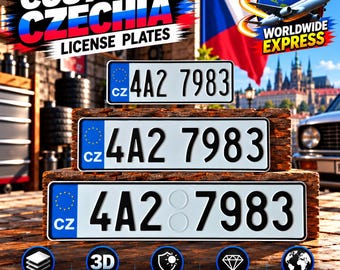 Matrícula checa Euro (CZ) – placa personalizada de aluminio con caracteres en relieve, 305/400/520 mm, con o sin marco, decoración de coche