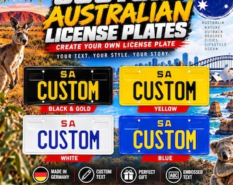 South Australia SA License Plate – Custom Embossed Aluminum Number Plate, 305 × 155 mm, 4 Colors