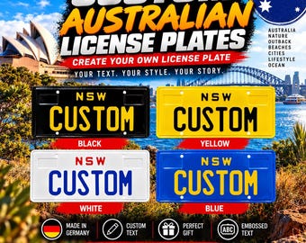 NSW New South Wales License Plate – Personalized Embossed Aluminum Number Plate, 305 × 155 mm, 4 Colors