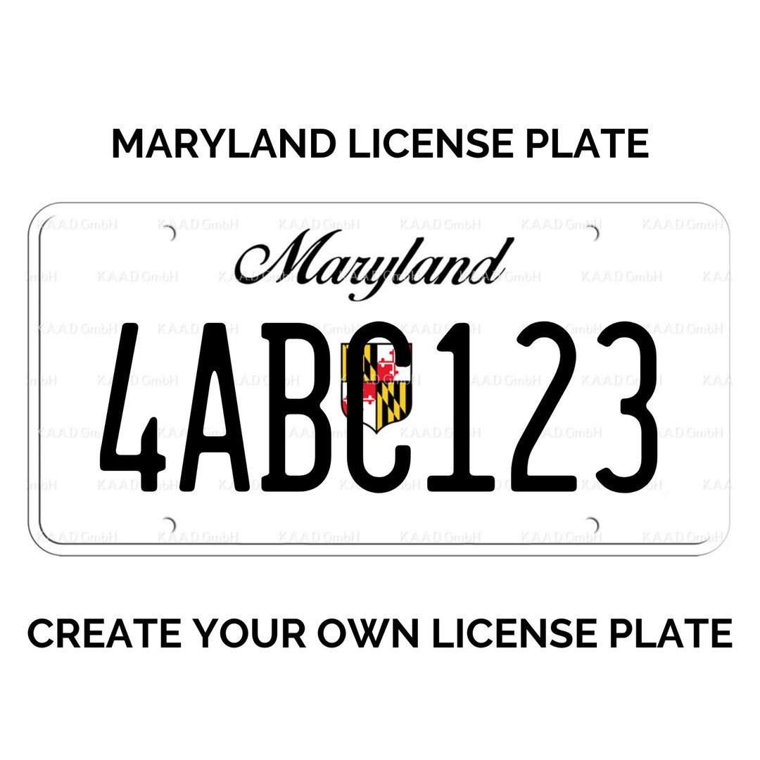 Custom Maryland License Plate / Replica Maryland License Plate