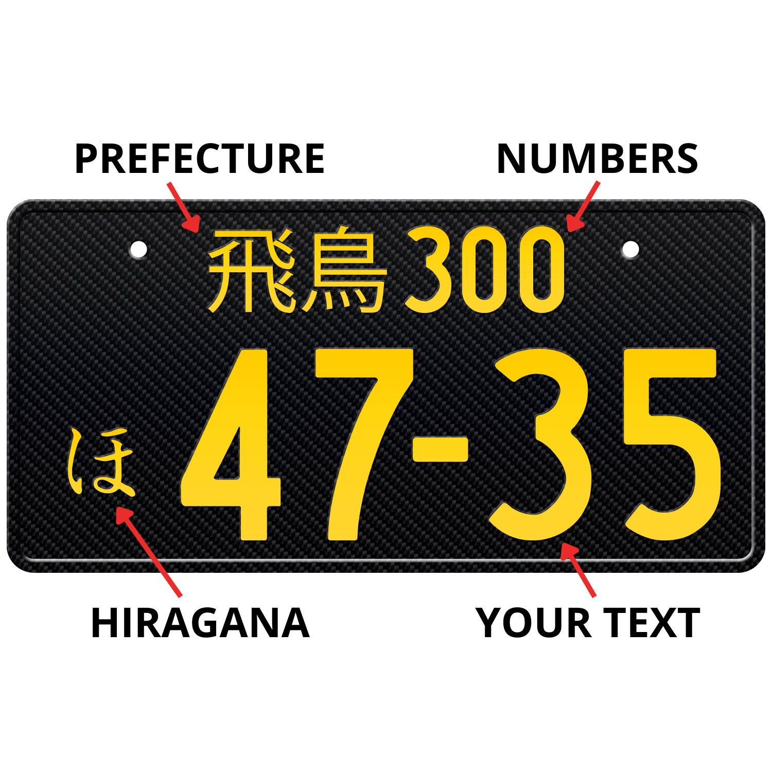 Carbon Custom Japanese License Plate With YOUR TEXT / the Best