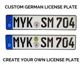 Euro European Custom German License Plate /Custom German Number Plate / Replica German License Plate + Stickers