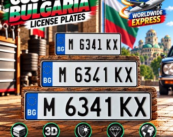 Matrícula búlgara Euro (BG) – placa personalizada de aluminio con caracteres en relieve, 305/400/520 mm, con o sin marco, decoración auto