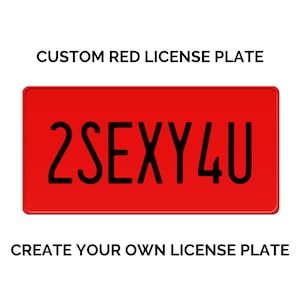 Custom Red License Plate with Black Text / Custom License Plate with YOUR TEXT / Size 15 x 30 cm / 6 x 12 inches / USA Size