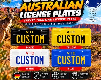 Victoria VIC License Plate – Custom Embossed Aluminum Number Plate, 305 × 155 mm, 4 Colors