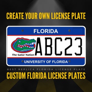 Custom Florida License Plate / Florida University of Florida License Plate with YOUR TEXT / Personalized Florida License Plate / P3