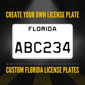Custom Florida Motorcycle License Plate / White Florida Motorcycle License Plate / Florida Motorcycle License Plate with YOUR TEXT / Motor