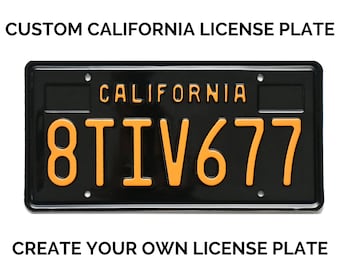 California Retro Vintage US USA License Plate Custom Number Plate Embossed Alu Made in Germany Express Shipping + Boxes for Dates