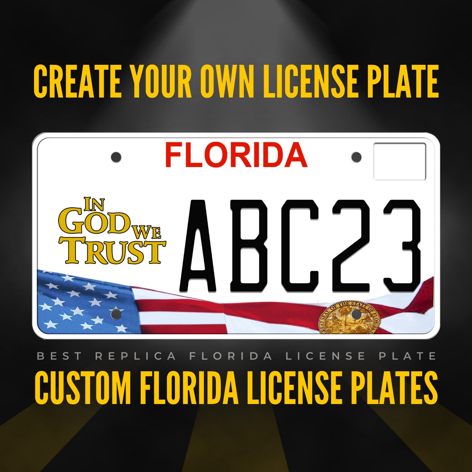 Custom Florida License Plate / Florida In God We Trust License Plate with YOUR TEXT / Personalized Florida License Plate / P17