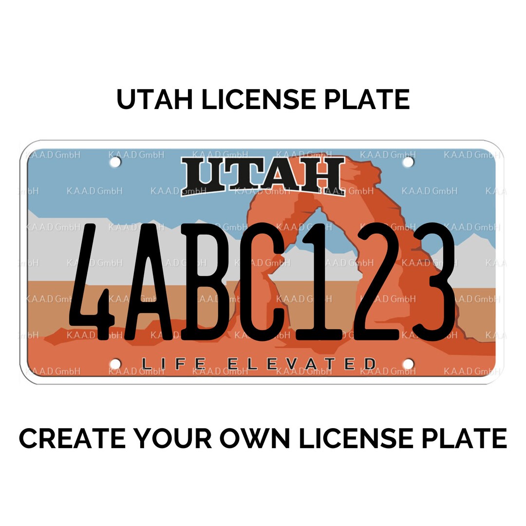 Custom Utah License Plate / Replica Utah License Plate / Utah License