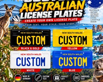 New South Wales License Plate – Personalized Embossed Aluminum Number Plate, 305 × 155 mm, 4 Colors