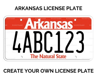 Matrícula personalizada de Arkansas / Réplica de la placa de Arkansas / Placa de Arkansas con SU TEXTO / Placa de EE. UU. Arkansas State