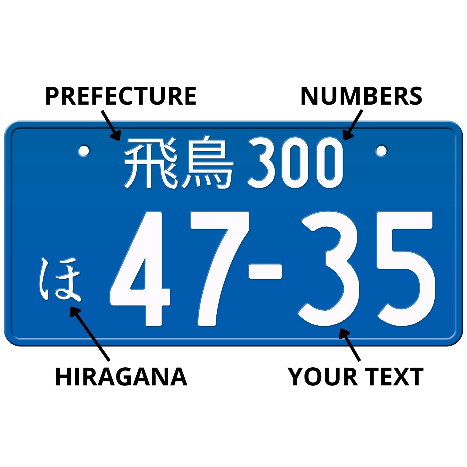 Blue Custom Japanese License Plate With YOUR TEXT / the Best