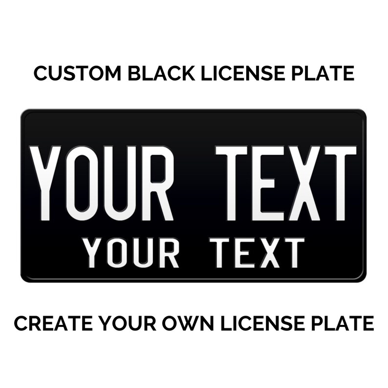 Custom Black License Plate With YOUR TEXT in Two Lines / Black Etsy