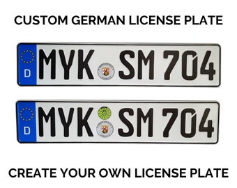 German Custom License Plate /Custom German Number Plate / Replica German License Plate + Stickers