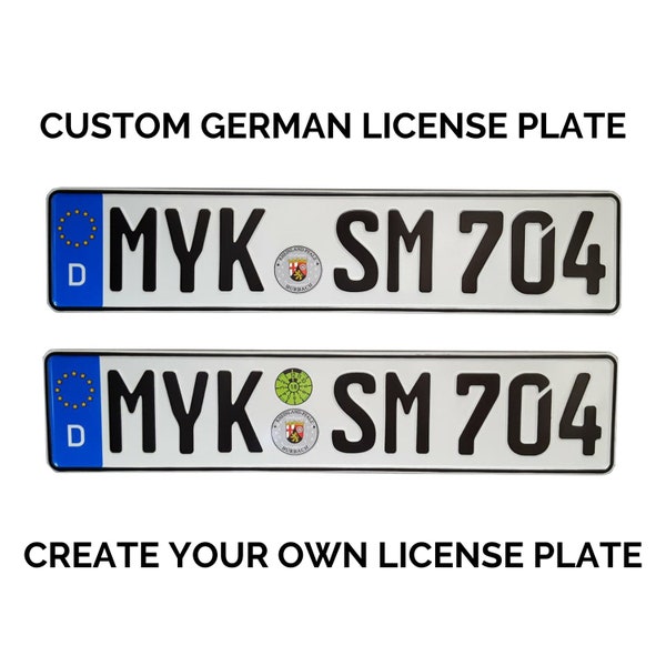 German Custom License Plate /Custom German Number Plate / Replica German License Plate + Stickers