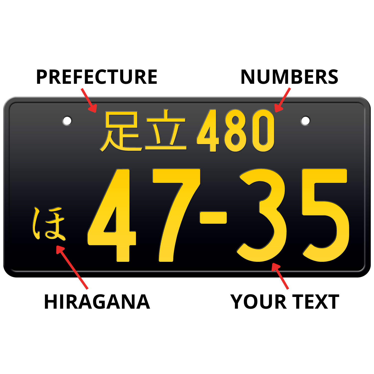 Black Custom Japanese License Plate With YOUR TEXT / the Best