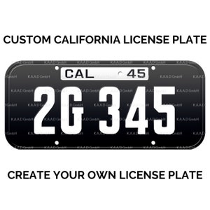 1945 California License Plate with YOUR TEXT / Replica California License Plate / Retro Vintage Custom California License Plate