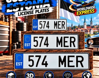 Matrícula Euro de Estonia (EST) – placa personalizada de aluminio estampado, 305/400/520 mm, con o sin soporte, decoración para coche