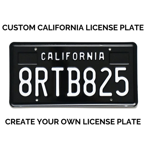 1963-1968 Vintage Retro Custom California License Plate with YOUR TEXT / Replica California License Plate / Boxes for Dates