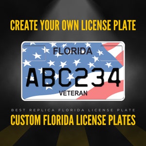 Custom Florida Motorcycle License Plate / Veteran Florida Motorcycle License Plate / Florida Motorcycle License Plate with YOUR TEXT