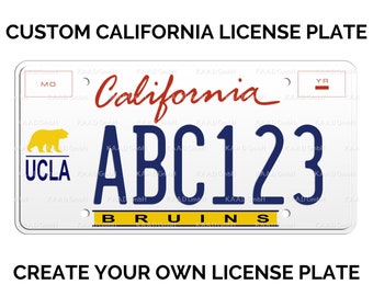 Matrícula personalizada de California / Réplica de la matrícula de California - UCLA Bruins / California License Plate con SU TEXTO