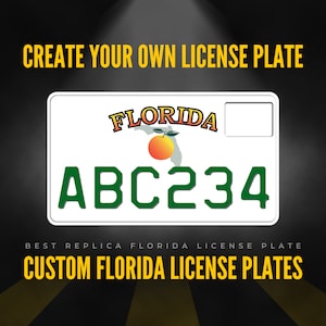Custom Florida Motorcycle License Plate / 2002-2006 Florida Motorcycle License Plate / Florida Motorcycle License Plate with YOUR TEXT