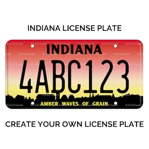 Custom Indiana License Plate / Replica Indiana License Plate / Indiana License Plate with YOUR TEXT / US Indiana State License Plate
