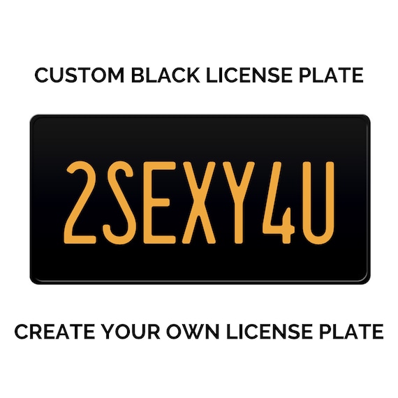 Custom black license plate discount