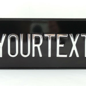 US USA License Plate Customizable Number Plate Embossed Custom Personalized Alu Made in Germany Express Shipping Text in one line