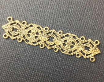 25933 - Bar Filigree Jewelry Finding Connector 12 Loop Brass Ox