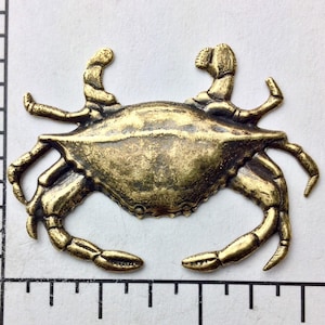 48143- 2 Pc Large Crab Jewelry Finding Stamping Brass Ox