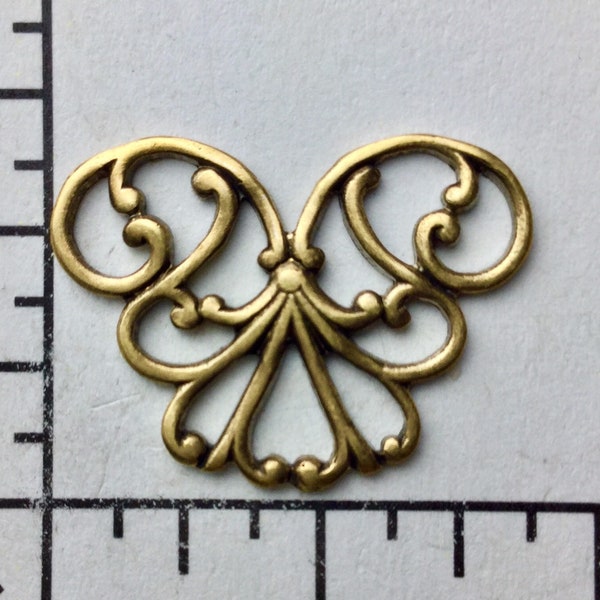 26233- 3 Pc Victorian Triangle Filigree Jewelry Finding Brass Oxidized