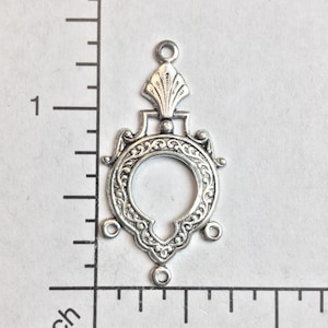 26724 - 2 Pc Three Ring Chandelier Brass Jewelry Finding SILVER Ox
