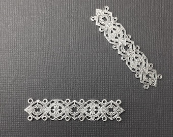 25934 - Bar Filigree Jewelry Finding Connector 12 Loop Silver Ox