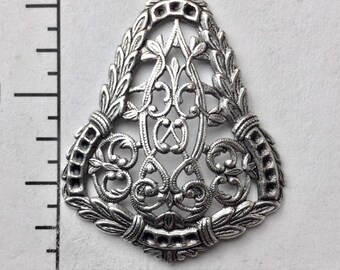 21204 - Ornate Triangle Filigree Jewelry Finding Silver Ox