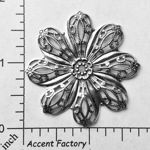25824 - Round Floral Filigree Jewelry Finding Silver Ox