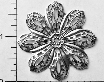 25824 - Round Floral Filigree Jewelry Finding Silver Ox