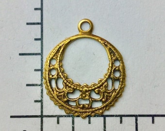 27603- 4 Pc Round Dangle Filigree Brass Jewelry Finding Stamping Brass Ox